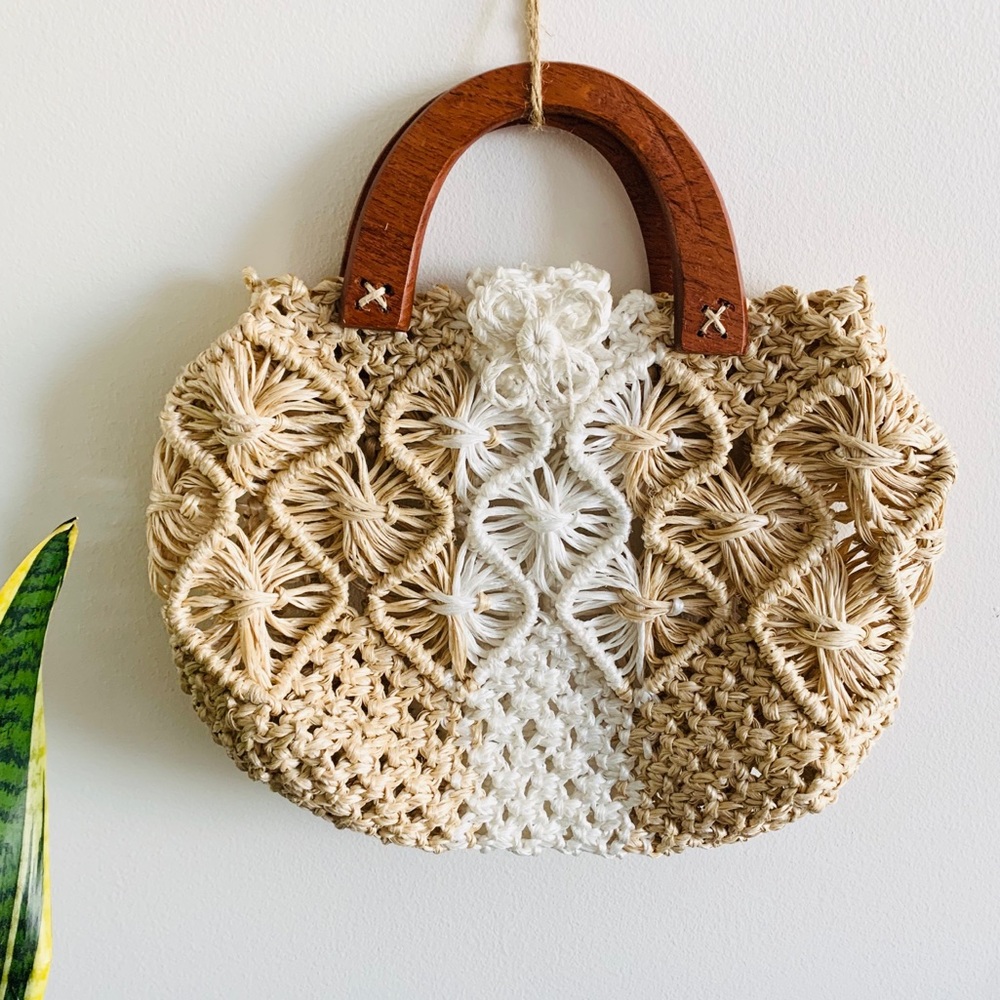 Handcrafted Beige and White Mini Bag